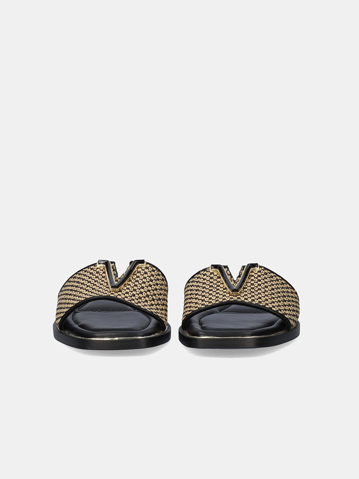 DORETA-333 RAFFIA BLK-BEIGE