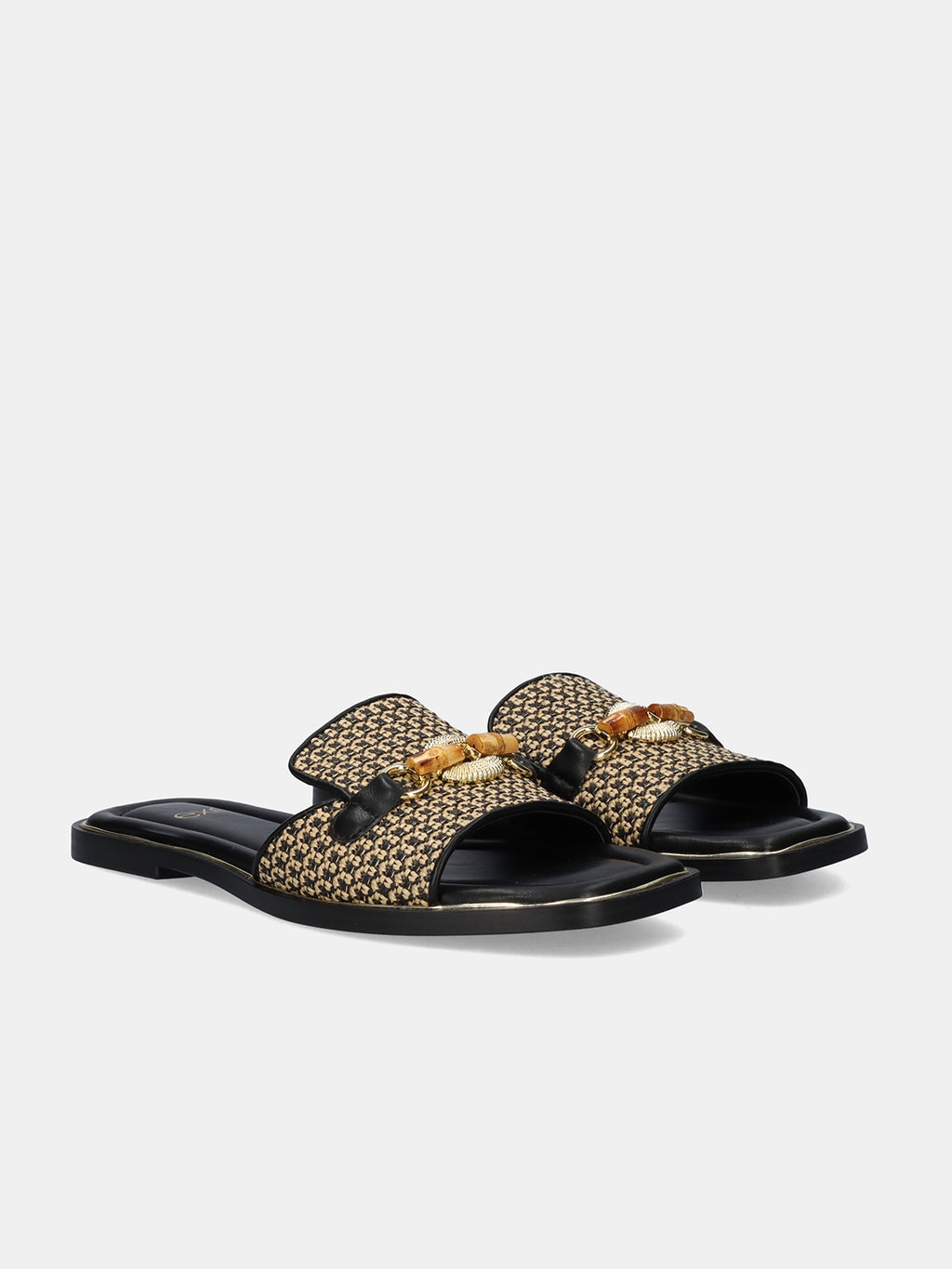 DORETA-419 RAFFIA BLK-BEIGE