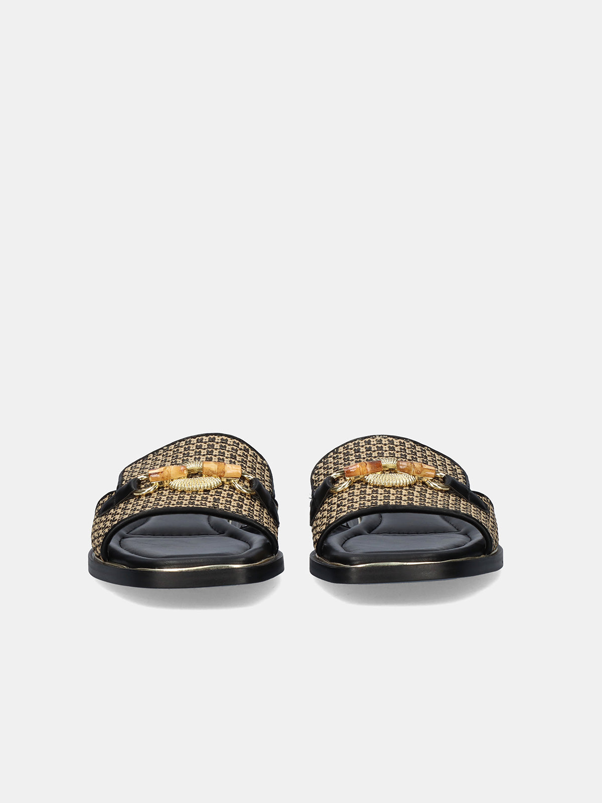 DORETA-419 RAFFIA BLK-BEIGE