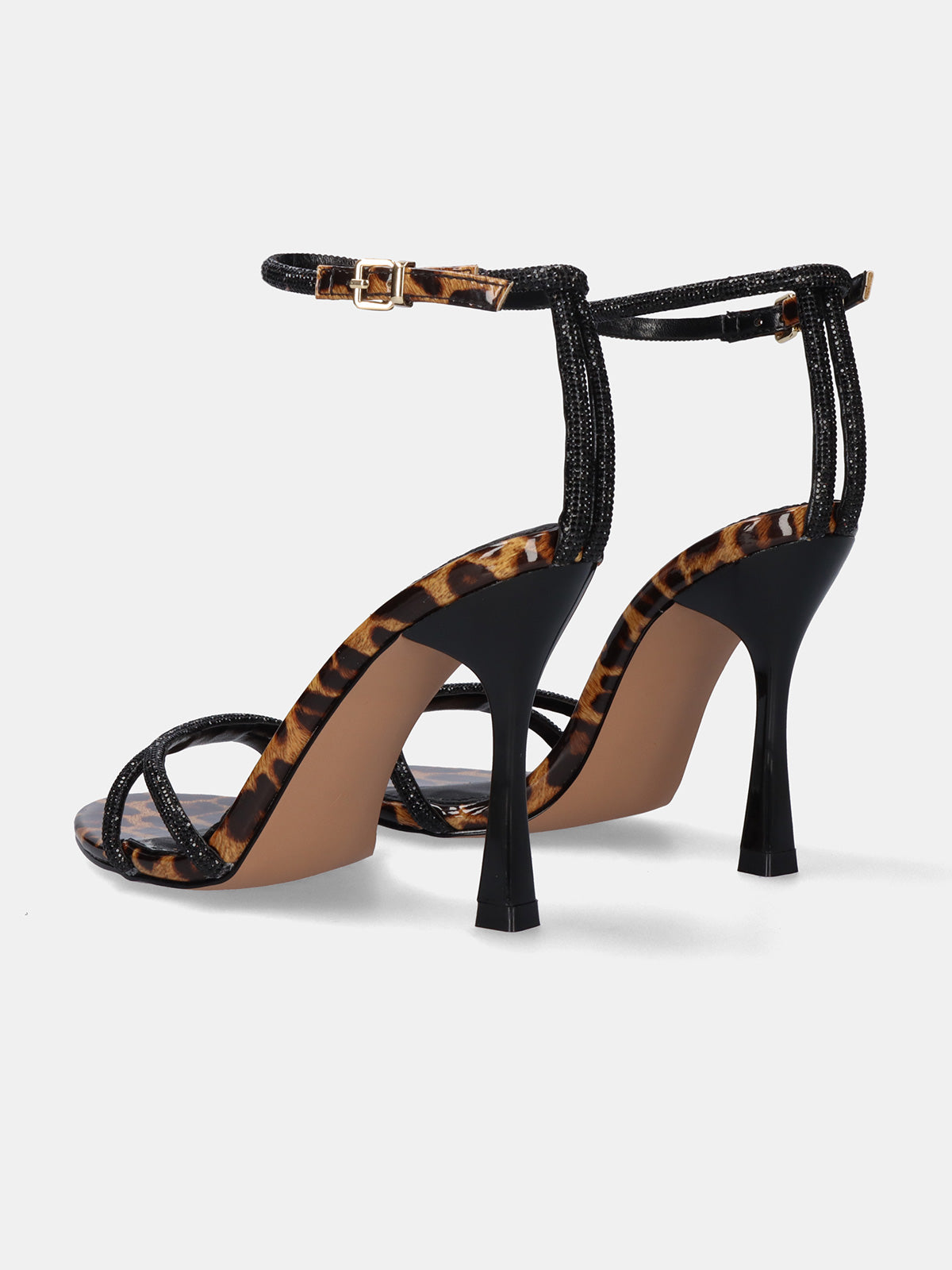 SILVER-639 STRASS LEOPAR BLK