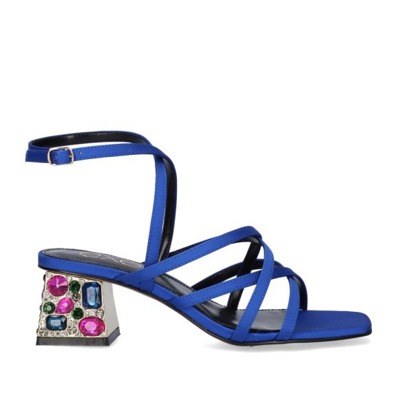 SANDÁLIA DE SALTO EMMA-329 SATIN AZUL